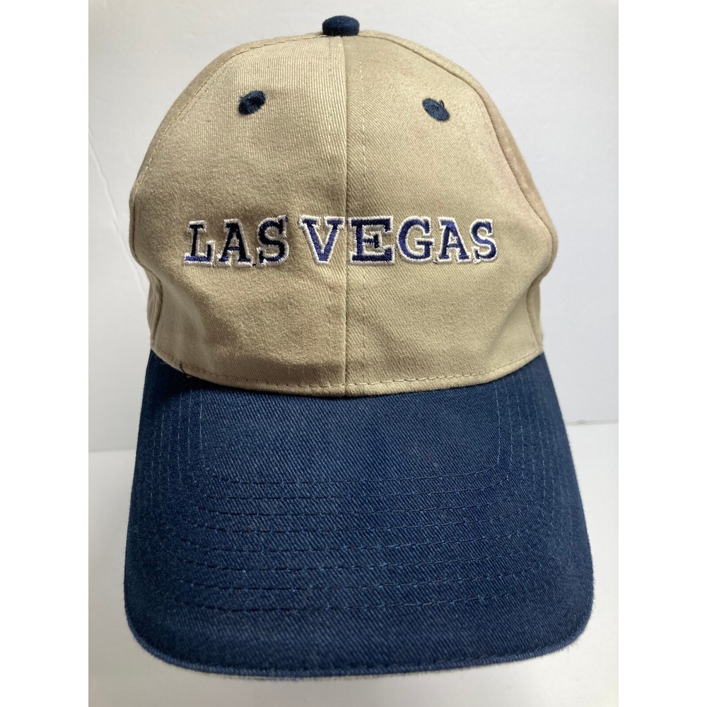Las Vegas Cap‎ Hat Beige Blue Hilton Casinos Nevada Adjustable Strapback Twill
